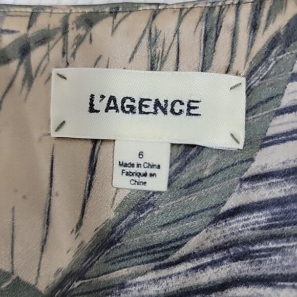 L'agence Shorts Womens 6 Green Belted High Waisted Silk Palms Camo Luxury - Picture 7 of 12
